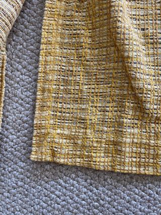 Vintage 1970’s Pinch Pleat Curtain Drapes 1 Pair 2 Panels Yellow Gold Woven