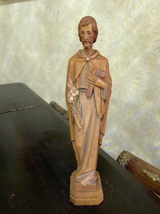 Vintage Anri Italy Religion Saint Joseph Wood Carved Figure 10.  5”