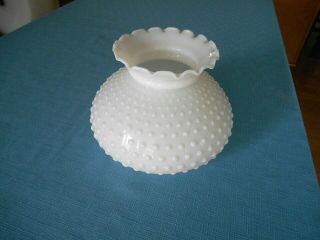 Vintage White Milk Glass Hobnail Lamp Shade W/ Ruffled Top For 7 " Fitter