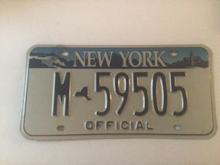 Vintage York State Blue & White “official” License Plate M - 59505