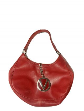 Vintage Valentino Garavani Handbag Croissant Shoulder Bag Red Leather