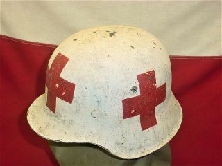 Wwii German Army Stahlhelm Helmet M42 Medic Red Cross Winter Camo Leningrad