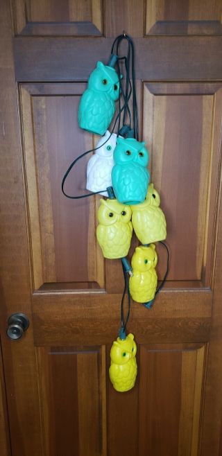 Vintage Owl String Lights Set Of 7 Patio Camping Outdoor Owl Blow Mold 2