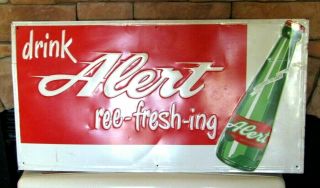 1948 - 1952 Rare Alert Soda Advertising Tin Sign 30 By 16 Ree Fresh Ing Obsoleter