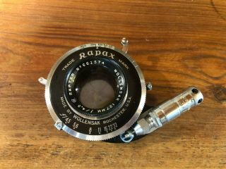 Vintage Rapax Camera Lens 127mm F 4.  5 Raptar Wollensak Graflex Speed Attachment