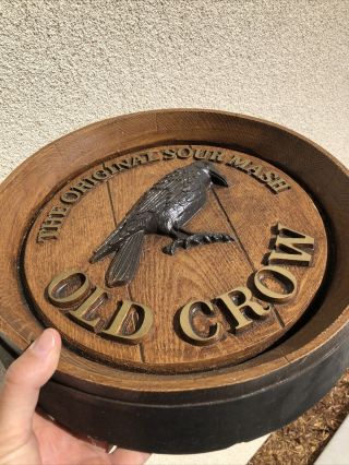 1960s Vintage Old Crow Bourbon American Whiskey Sign - barrel wall ad display 2