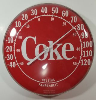 Vintage Coca Cola Coke Wall Thermometer Round Aluminum/plastic 12 " A11