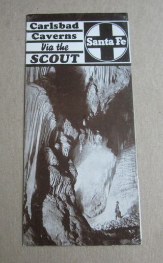 Old Vintage 1941 Santa Fe Railroad - Carlsbad Caverns Via Scout Train - Brochure