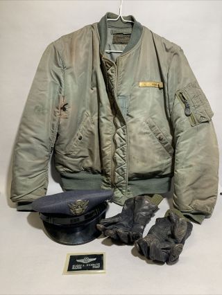 Wwii Ww2 Ma - 1 Flight Bomber Jacket Military Gloves Hat Usaf Major