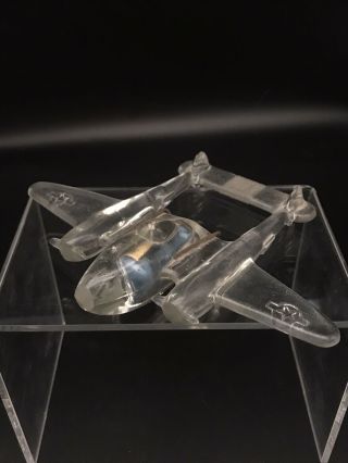 Vintage Glass Candy Container 1940s P - 38 Lightning Airplane