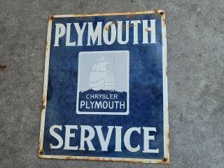 Vintage Plymouth Chrysler Service Porcelain Sign Automotive Gas And Oil Soda Pop