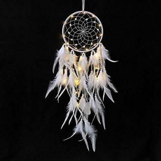 Dream Catcher With Led Lights White Feather Handmade Dreamcatcher Decoration