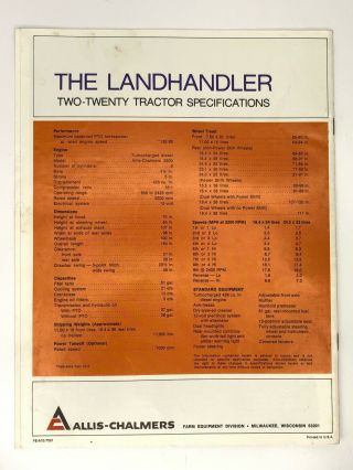 Allis - Chalmers Brochure Two - Twenty The Landhandler Tractor 1970 2