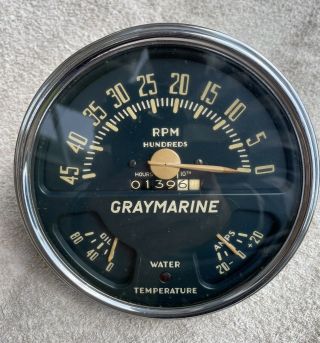 Vintage Graymarine Chris Craft Speed Boat Launch Rev Counter Tachometer 1940’s