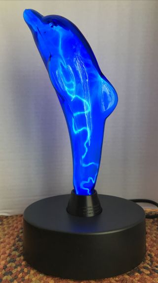 Electra Lumisource,  Blue Dolphin Motion Plasma Lamp Oval Base 12 " H