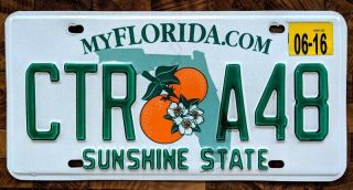 Florida 2016 Orange Blossom License Plate Ctr A48