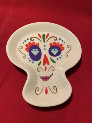 Sugar Skull - Day Of The Dead Skeleton Dia De Los Muertos - Ceramic Trinket Dish