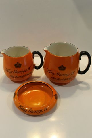 King George Iv Old Scotch Whisky Jug And Ashtray Trio