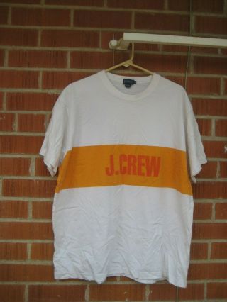 Vintage J.  Crew - Stripe 1990s Xl Cotton Faded J.  Crew T - Shirt Usa