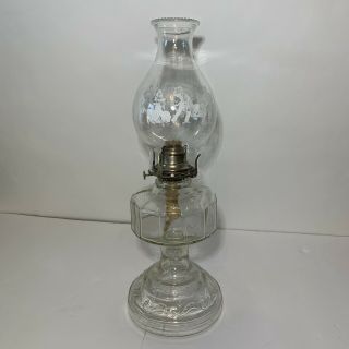 Vintage Embossed Glass Kerosene Oil Hurricane Lamp With Chimney