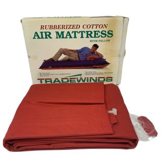 Vintage Trade Winds Rubberized Cotton Air Mattress With Pillow 30x77” Camper