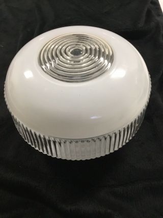 Vintage Ceiling Light Shade/globe Milk Glass & Clear Art Deco 4 Inch Fitter