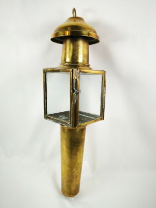 Antique Victorian Brass Carriage Coach Lamp Lantern