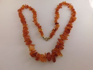 Vintage Baltic Polished Amber Nugget Bead Necklace 26 " Long