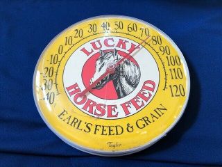 Round Taylor Advertising Thermometer Lucky Horse Feed Earl 