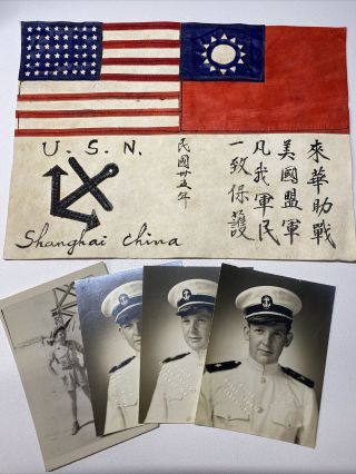 Orig Wwii World War 2 Us Navy Saco Blood Chit Multi Piece Leather Patch W/photos