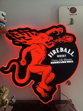 20” Fireball Whiskey Light Led Bar Pub Man Cave Sign Liquor Display Neon