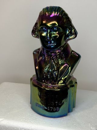 Rare Vintage L.  E.  Smith Glass George Washington Cobalt Carnival Bust Figurine