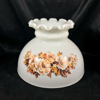 Vintage White Milk Glass Floral Hurricane Gone With The Wind Lamp Shade