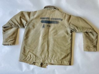 Vintage 40s Wwii Us Navy N1 Deck Jacket Alpaca Khaki Denim Lined Usa