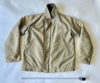 Vintage 40s WWII US Navy N1 Deck Jacket ALPACA Khaki Denim Lined USA 2