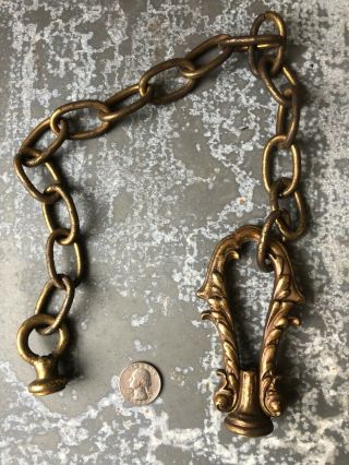 Vintage Cast Brass Lamp Finial Chandelier Pendant Lamp Hanger Chain Loop 1/4 " Ip