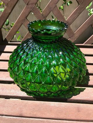 Green Oil Kerosene Glass Diamond Quilted Lamp Shade