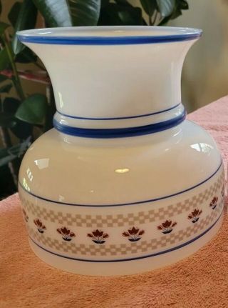 Vintage Blue White Milk Glass Hurricane Lamp Globe Shade 8 " Across