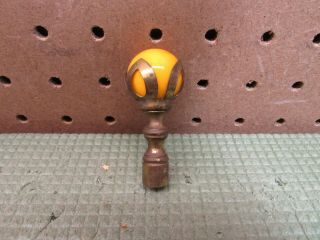 Vintage Brass And Orange Glass Ball Lamp Light Top Finial