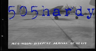 WWII US Photo Negative US Captured German Heinkel He 219 Tail 290202 Arrival 3 2
