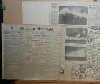 Three 1940 Newspaper Article/clippings,  Kansas City Southern Railroad Shops Burn