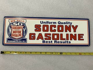 18 Inch Standard Socony Gasoline Porcelain Enamel Dealer Sign Oil Gas Pump Pl