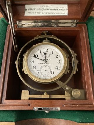 Ex Ww2 Hamilton Ship Mounted Chronometer Watch,  Model 22 - 21 Jewels,