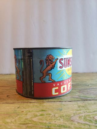 EXTRA RARE Old SUNSHINE COFFEE CAN / TIN W Key 1lb Springfield MO 3