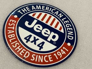 12in Jeep 4x4 Service Dealer Porcelain Enamel Sign Plate Jeep American Legend