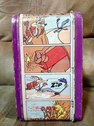 Vintage 1970s Road Runner & Wile E.  Coyote Metal Lunchbox & Thermos Looney Tunes 3