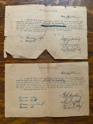 Ww2 Us Bring Back Document For German War Souvenirs Rifle Bayonet 1944 & 1945