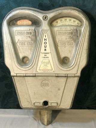 Antique Dual 1 - Hour Parking Meter 5 Pennies / 1 Nickel Rare Meter