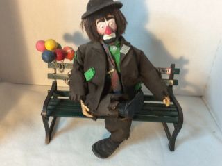 Vintage Emmett Kelly Jr Hobo Clown Figurine Wind Up Musical Doll May Lei Bench