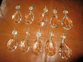 11 - Antique/vintage Chandelier 2 Tear Drop Clear Glass Crystal Prisms/parts